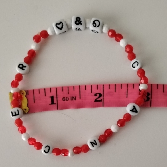 Cancer Red and White Beaded Bracelet - Picture 5 of 5